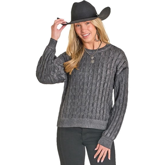 Rock and Roll Denim Womens Rock n Roll Foil Sweater L Silver