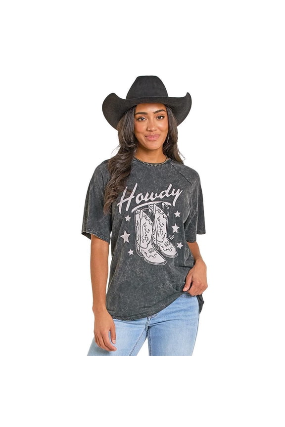 Rock and Roll Denim Womens Rock n Roll Oversized Tee XXL Black