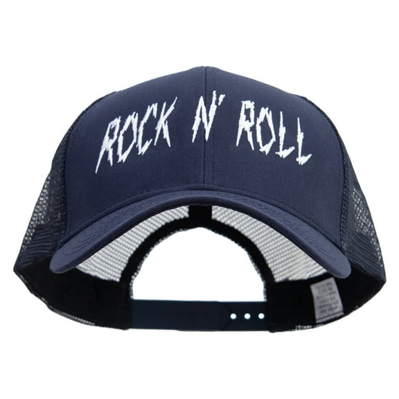 Rock and Roll Embroidered Big Size Solid Cotton Twill High Profile Mesh Pro Style Cap - Navy XL-3XL