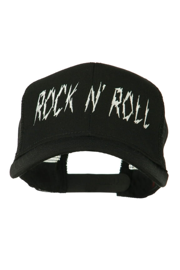 Rock and Roll Embroidered Mesh Cap - Black OSFM