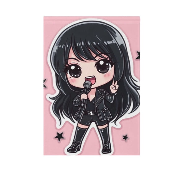 Rock and Roll Girl Singing Garden Flag 12X18 Double Sided Yard Flags for Outside Outdoor All Seasonal Decoration