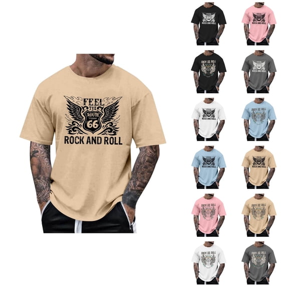 Rock and Roll Graphic Tees for Men 2026 Summer Casual Short Sleeve Crewneck Rock Music Lover T Shirts Streetwear