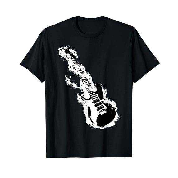 Rock and Roll Guitar On Fire Guitarist Musician Retro Gift T-Shirt