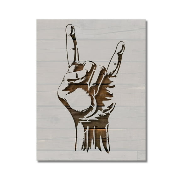 Rock and Roll Horns Hand Gesture Stencil Template Reusable 8.5 x 11 Inches for Painting on Walls, Wood, Arts and Crafts by Stencilville