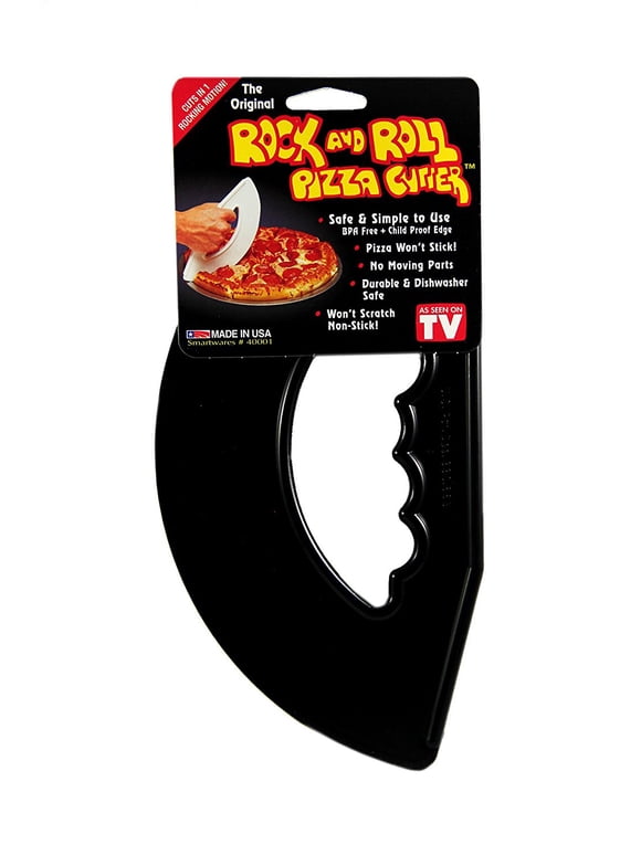 Rock'n Roll Pizza Cutter, Plastic, Non-Stick, Rocking, 9 inch, Made in USA, Black