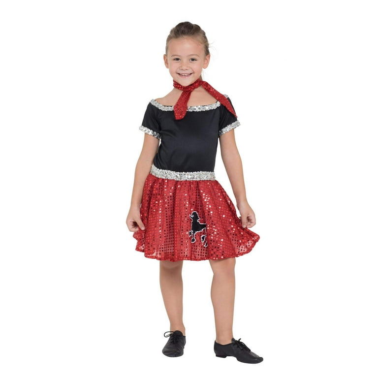 Rock and Roll Sequin Dress Red Poodle Girl 1950s Costume Rock and Roll Sequin Dress Red Poodle Girl 1950s Costume
