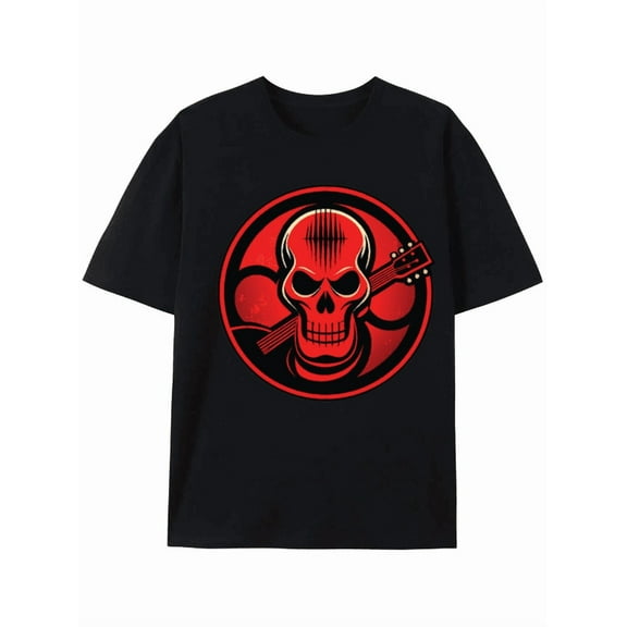 Rock and Roll Skull Guitar Graphic Tee