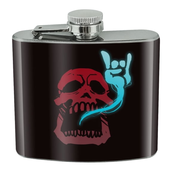 Rock and Roll Soul Skull Stainless Steel 5oz Hip Drink Kidney Flask