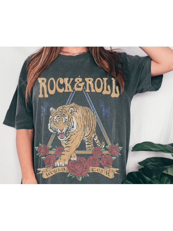 Rock and Roll Tee Rock N Roll Tshirt Concert Tee Tiger Tee Inspired Cotton Tshirt Unisex T