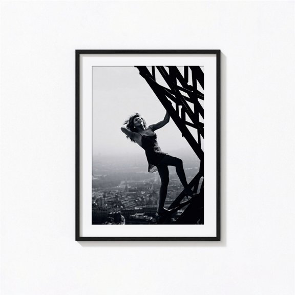 Rock and Soul Queen Eiffel Tower Paris Black and White Vintage Photography Wall Art Version Beta, Unframed Poster