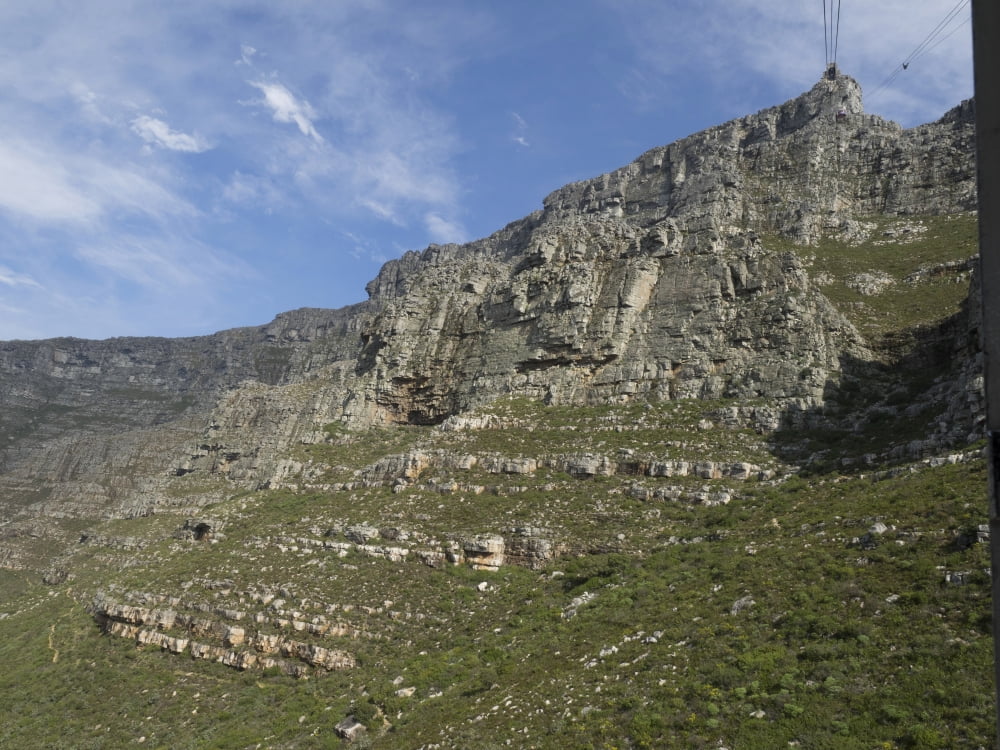 Rock face of Table Mountain National Park seen from gondola car on way to top of mountain Cape Town Western Cape Province South Africa Canvas Art - Panoramic Images (12 x 16)