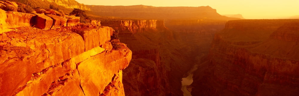 Rock formation at sunrise Toroweap Overlook Grand Canyon National Park Arizona USA Canvas Art - Panoramic Images (6 x 18)