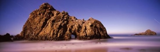 Rock formation on the beach one hour exposure Pfeiffer Beach Big Sur California USA Canvas Art - Panoramic Images (36 x 12)