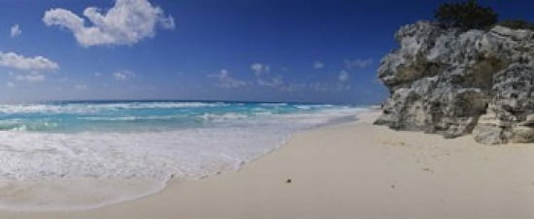 Rock formation on the coast Cancun Quintana Roo Mexico Canvas Art - Panoramic Images (15 x 6)