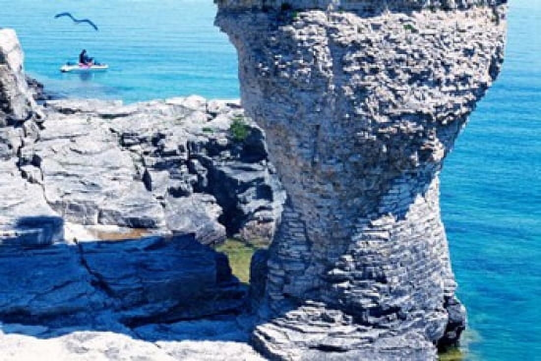 Rock formations Bruce Peninsula Georgian Bay Ontario Canada Canvas Art - Panoramic Images (36 x 24)