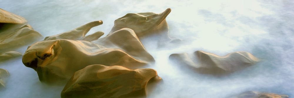 Rock formations at Windansea Beach La Jolla San Diego California USA Canvas Art - Panoramic Images (27 x 9)