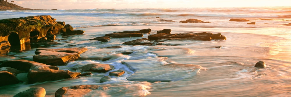 Rock formations at Windansea Beach La Jolla San Diego California USA Canvas Art - Panoramic Images (36 x 12)