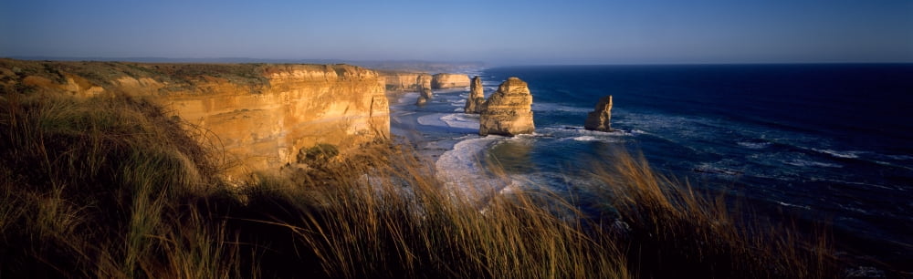 Rock formations at coast Twelve Apostles Port Campbell National Park Victoria Australia Canvas Art - Panoramic Images (27 x 9)