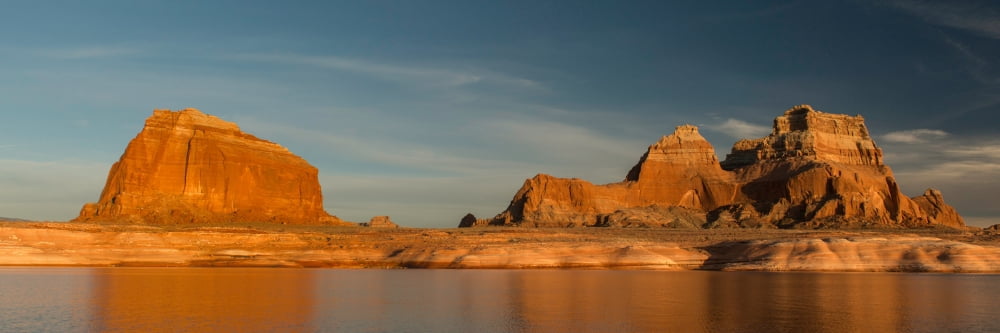 Rock formations at lakeside Lake Powell Glen Canyon National Recreation Area Arizona USA Canvas Art - Panoramic Images (12 x 36)