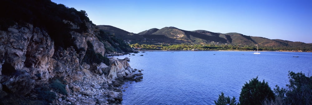 Rock formations at seaside Golfo Stella Island of Elba Tuscany Italy Canvas Art - Panoramic Images (27 x 9)