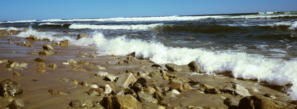 Rock formations at the coast Montauk Point Montauk Suffolk County New York State USA Canvas Art - Panoramic Images (27 x 9)