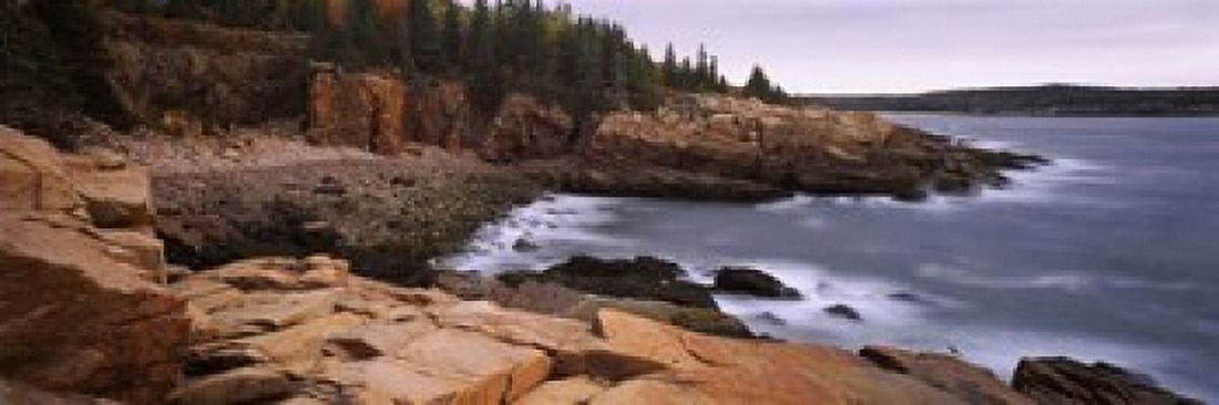 Rock formations at the coast Monument Cove Mount Desert Island Acadia National Park Maine USA Canvas Art - Panoramic Images (18 x 7)