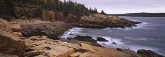 Rock formations at the coast Monument Cove Mount Desert Island Acadia National Park Maine USA Canvas Art - Panoramic Images (36 x 13)