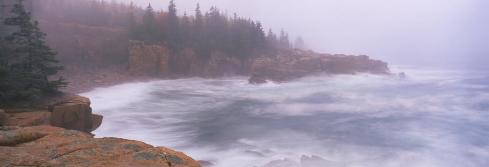 Rock formations at the coast Mount Desert Island Acadia National Park Maine USA Canvas Art - Panoramic Images (36 x 12)