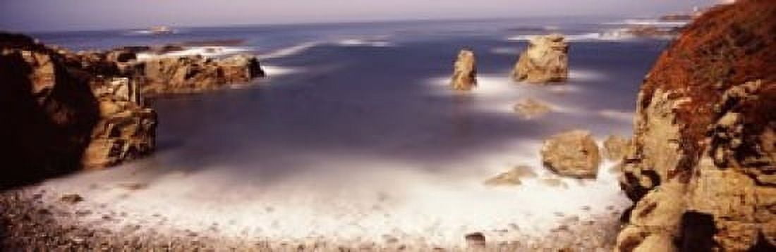 Rock formations at the coast moonlight exposure Big Sur California USA Canvas Art - Panoramic Images (18 x 6)