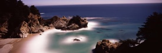 Rock formations at the coast moonlight exposure Big Sur California USA Canvas Art - Panoramic Images (36 x 12)