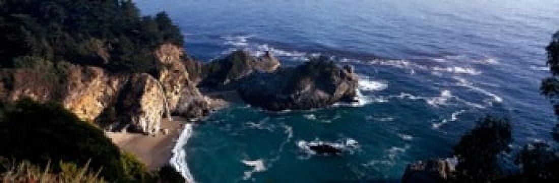 Rock formations on the beach McWay Falls Julia Pfeiffer Burns State Park Monterey County Big Sur California USA Canvas Art - Panoramic Images (36 x 12)