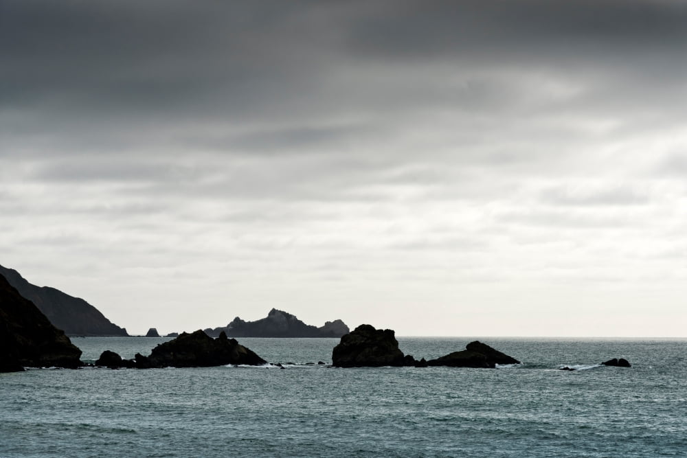 Rock formations in the Pacific ocean Pacifica San Mateo County California USA Canvas Art - Panoramic Images (18 x 24)