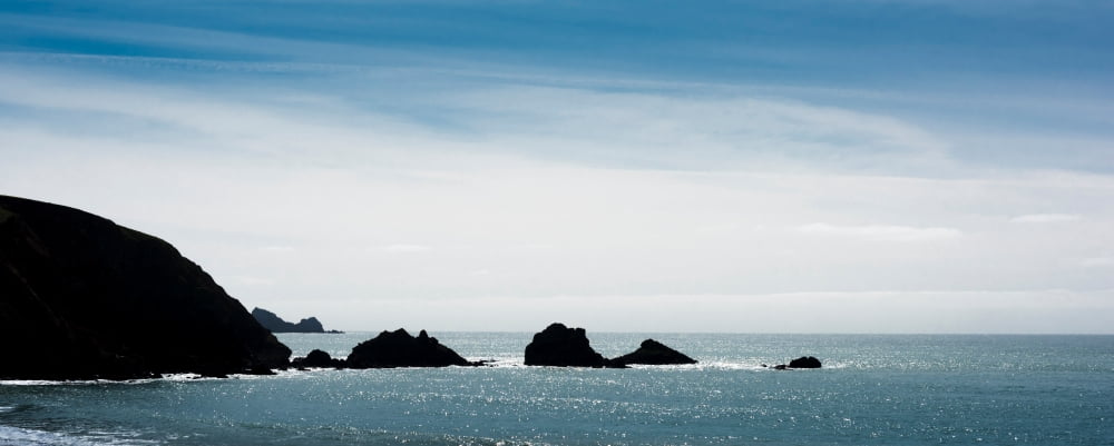 Rock formations in the Pacific ocean Pacifica San Mateo County California USA Canvas Art - Panoramic Images (6 x 15)