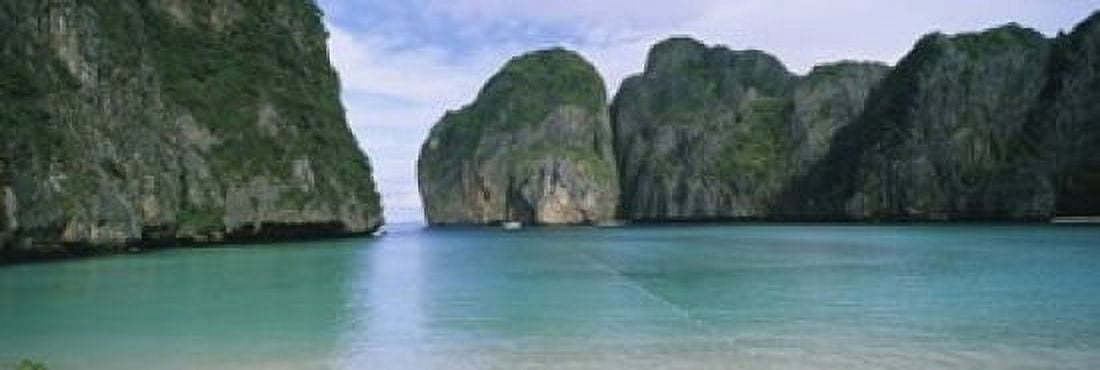 Rock formations in the ocean Mahya Beach Ko Phi Phi Lee Phi Phi Islands Thailand Canvas Art - Panoramic Images (18 x 6)