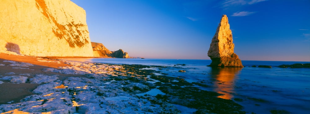 Rock formations in the sea Bats Head Dorset England Canvas Art - Panoramic Images (36 x 12)