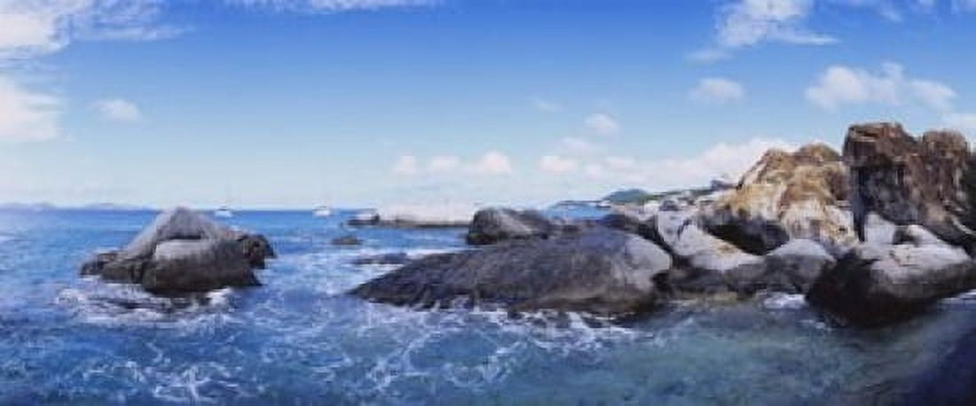 Rock formations in the sea The Baths Virgin Gorda British Virgin Islands Canvas Art - Panoramic Images (15 x 6)