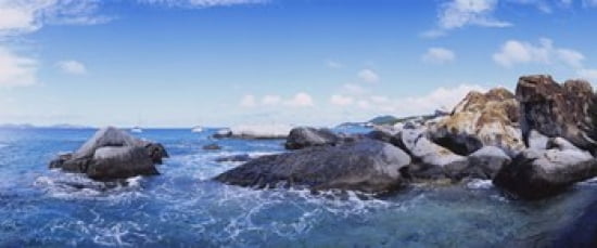 Rock formations in the sea The Baths Virgin Gorda British Virgin Islands Canvas Art - Panoramic Images (30 x 13)