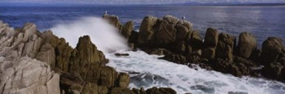 Rock formations in water Pebble Beach California USA Canvas Art - Panoramic Images (18 x 6)