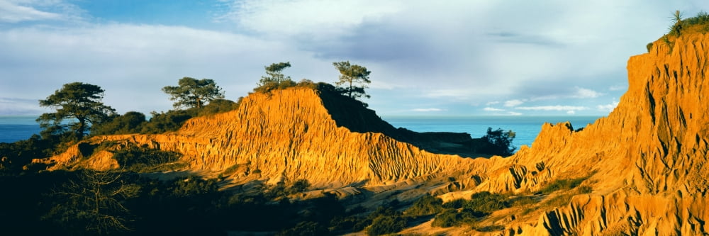 Rock formations on a landscape Broken Hill Torrey Pines State Natural Reserve La Jolla San Diego San Diego County California USA Canvas Art - Panoramic Images (6 x 18)