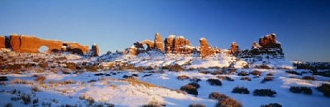 Rock formations on a landscape Arches National Park Utah USA Canvas Art - Panoramic Images (18 x 6)