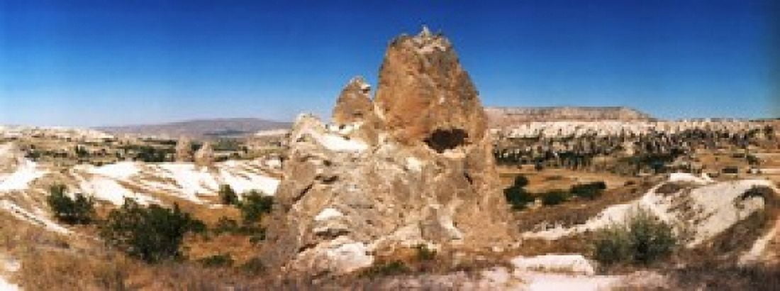 Rock formations on a landscape Cappadocia Central Anatolia Region Turkey Canvas Art - Panoramic Images (15 x 6)
