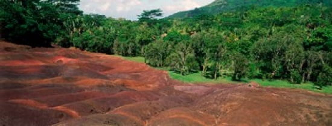 Rock formations on a landscape Chamarel Coloured Earths Chamarel Mauritius island Mauritius Canvas Art - Panoramic Images (30 x 12)