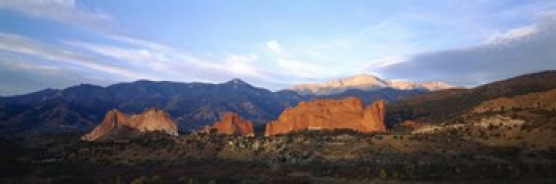 Rock formations on a landscape Garden Of The Gods Colorado Springs Colorado USA Canvas Art - Panoramic Images (18 x 6)