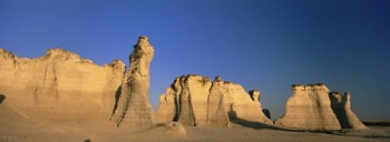 Rock formations on a landscape Monument Rocks Gove County Kansas USA Canvas Art - Panoramic Images (36 x 13)