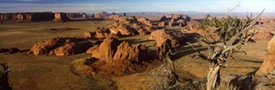 Rock formations on a landscape Monument Valley Arizona USA Canvas Art - Panoramic Images (36 x 12)