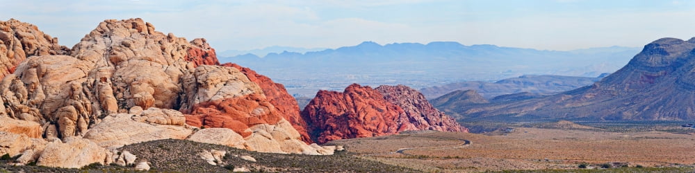 Rock formations on a landscape Red Rock Canyon National Conservation Area Nevada USA Canvas Art - Panoramic Images (48 x 12)