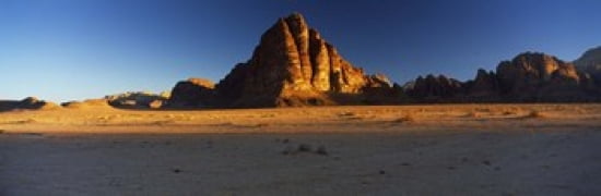 Rock formations on a landscape Seven Pillars of Wisdom Wadi Rum Jordan Canvas Art - Panoramic Images (36 x 12)