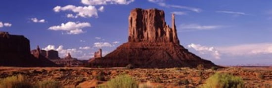 Rock formations on a landscape The Mittens Monument Valley Tribal Park Monument Valley Utah USA Canvas Art - Panoramic Images (36 x 12)