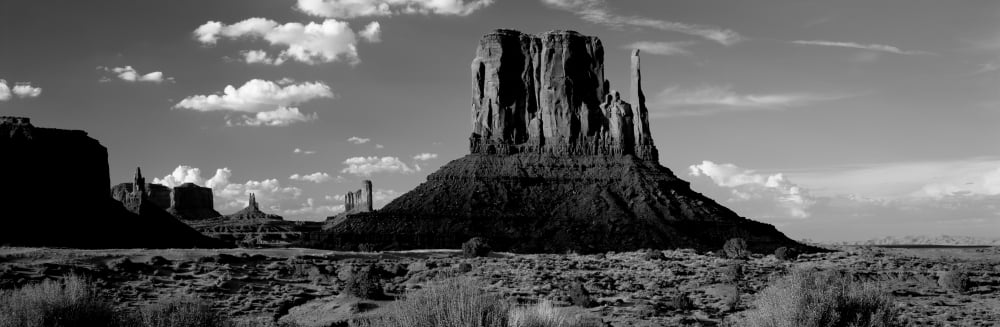 Rock formations on a landscape The Mittens Monument Valley Tribal Park Monument Valley Utah USA Canvas Art - Panoramic Images (6 x 18)