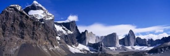 Rock formations on a mountain range Torres Del Paine National Park Patagonia Chile Canvas Art - Panoramic Images (36 x 12)